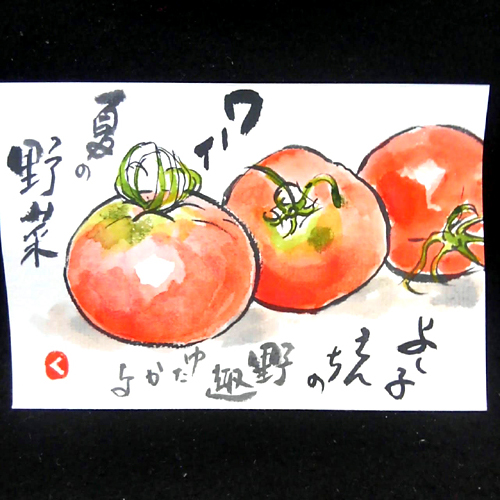 夏野菜の絵手紙 絵手紙教室くぼ田