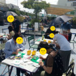 満員御礼！『睡蓮の絵葉書教室』西武池袋本店屋「モネの睡蓮の庭」前で。