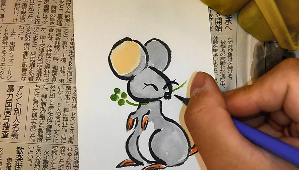 ねずみの描き方動画🐭│子年の年賀状絵手紙