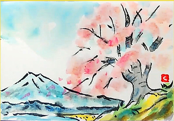 桜の描き方　解説動画です