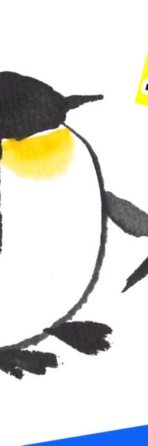 涼をとる絵手紙 ペンギン 金魚 絵手紙教室くぼ田