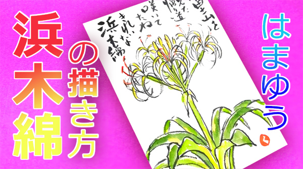 【はまゆう】浜木綿の描き方　絵手紙オンライン無料動画　7月・8月・9月・夏【花の描き方】