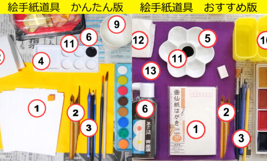 【絵手紙おすすめ道具】100均で買えるものから顔彩絵の具まで、初心者におすすめの道具を詳しくご紹介。